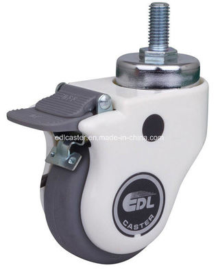 High Load Capacity TPU Medical Caster E3743-77 with Threaded Brake and 75mm Diameter